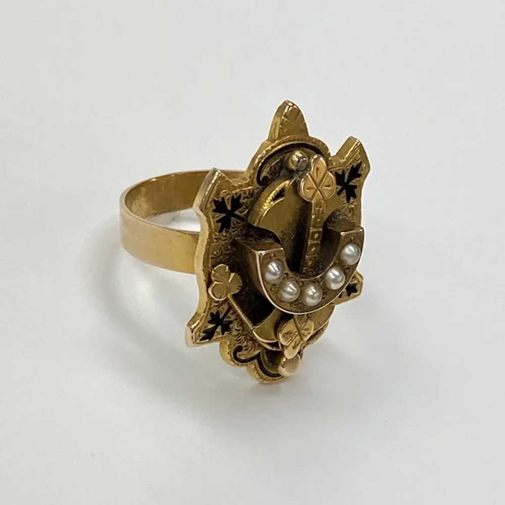 Victorian Era Ring 10K Gold, Seed Pearl and Taill… - image 2