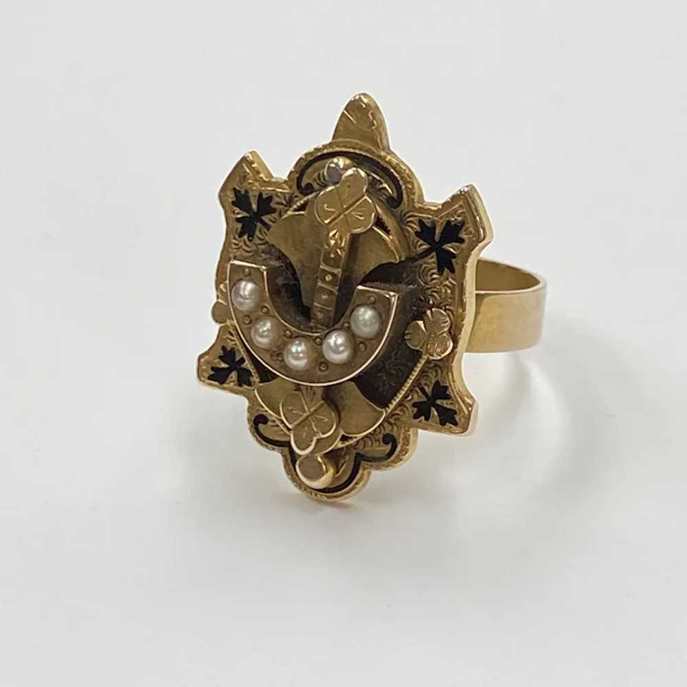 Victorian Era Ring 10K Gold, Seed Pearl and Taill… - image 3