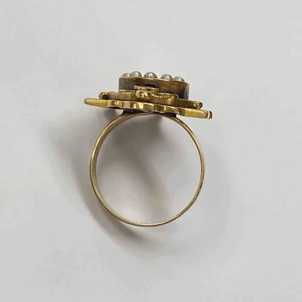 Victorian Era Ring 10K Gold, Seed Pearl and Taill… - image 5