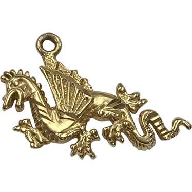 14K Gold 3-D Mythical Winged Dragon Charm