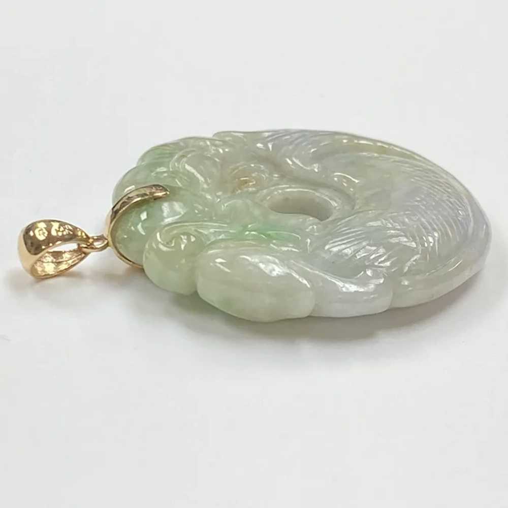 Carved Jade DRAGON Vintage Pendant Variegated Lav… - image 3