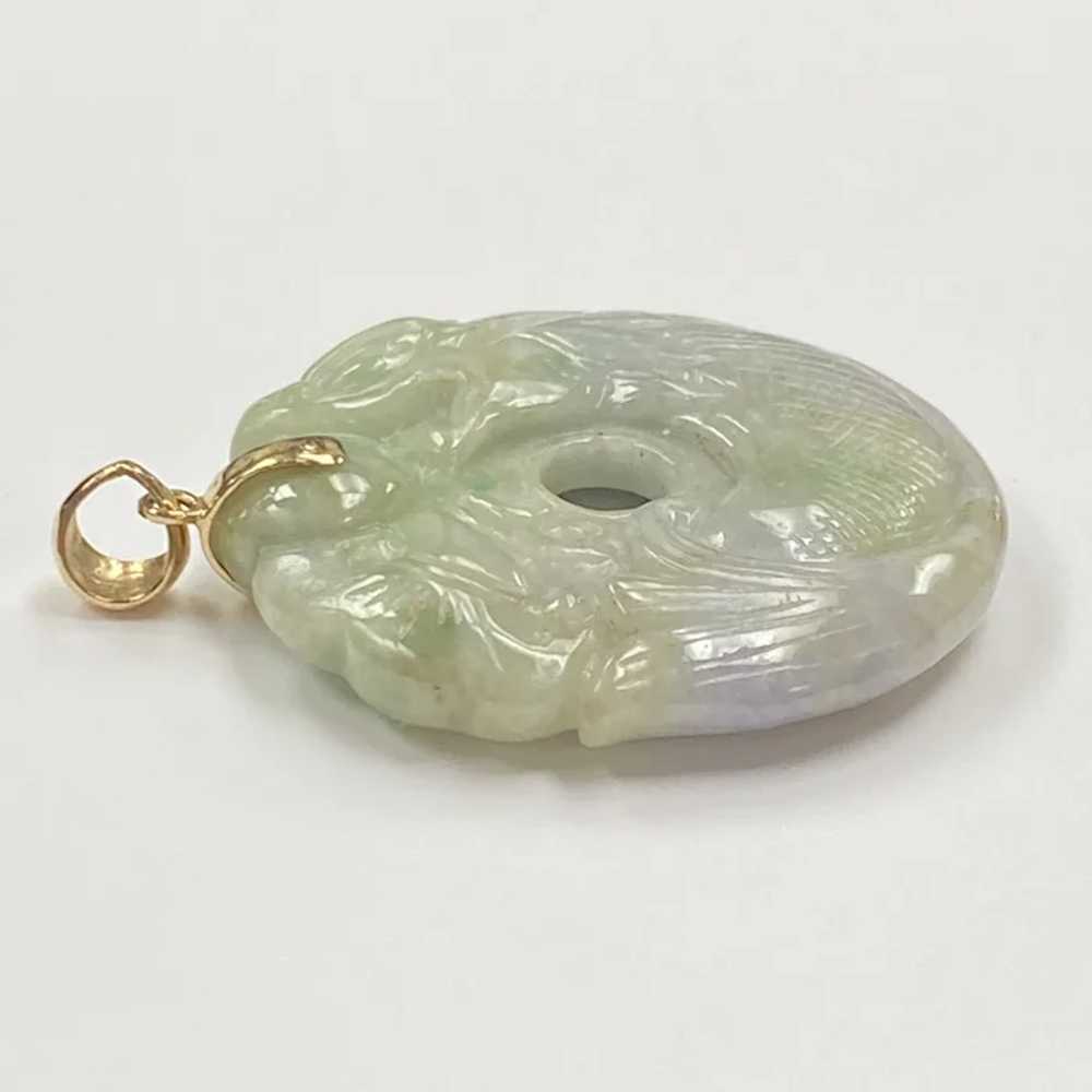 Carved Jade DRAGON Vintage Pendant Variegated Lav… - image 4