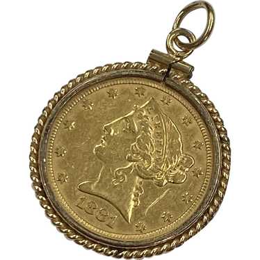 US Gold Coin Charm Pendant 1881 $5 Liberty Head i… - image 1