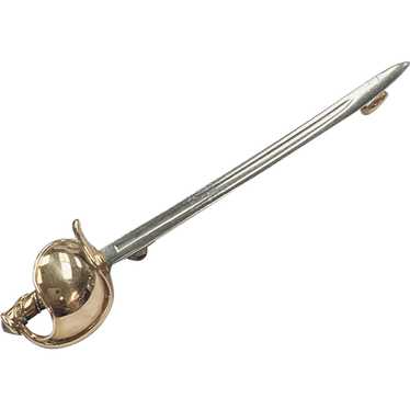 Sabre or Sword Victorian Brooch 14K Two-Tone Gold… - image 1