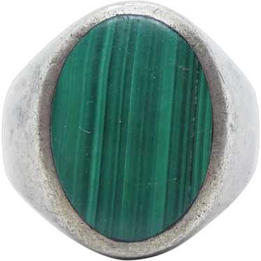 Sterling Silver Oval Malachite Ring