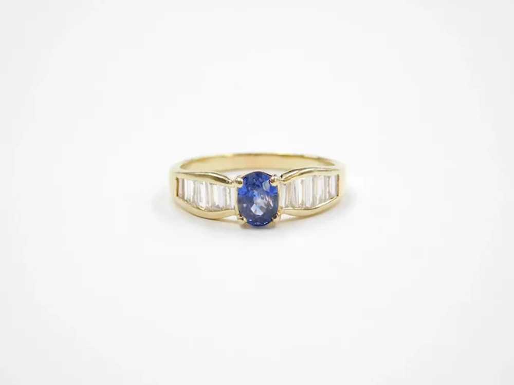1.11 ctw Natural Sapphire and Diamond Ring 18k Go… - image 2
