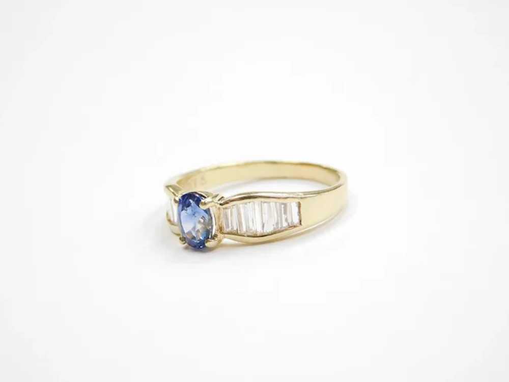 1.11 ctw Natural Sapphire and Diamond Ring 18k Go… - image 3