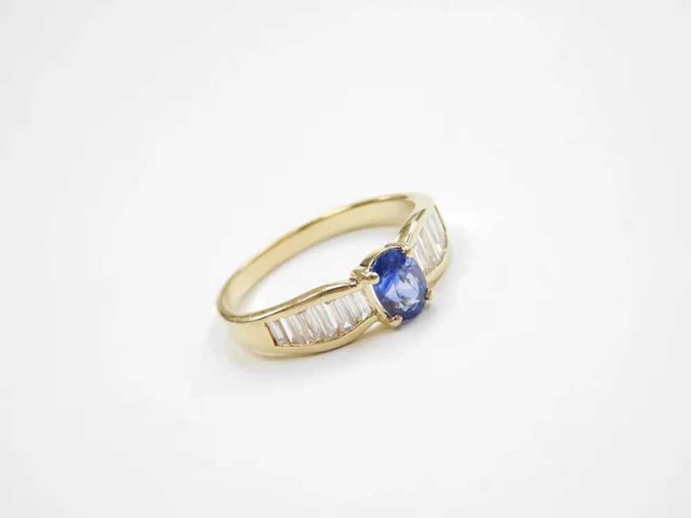 1.11 ctw Natural Sapphire and Diamond Ring 18k Go… - image 4