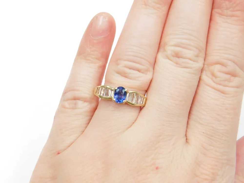 1.11 ctw Natural Sapphire and Diamond Ring 18k Go… - image 7