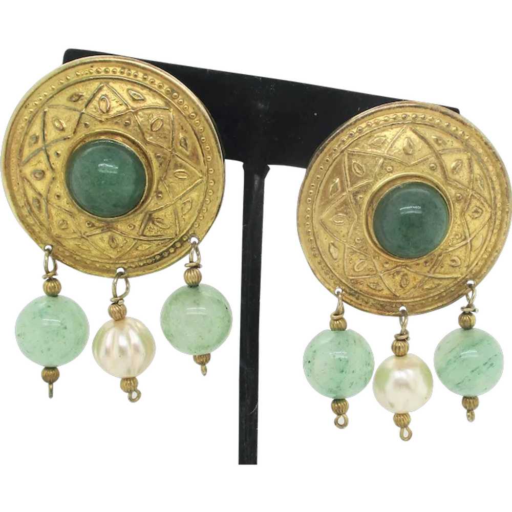 Bellini Silver Gilt Etruscan Style Earrings Vinta… - image 1