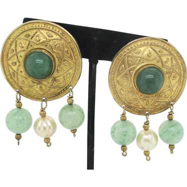 Bellini Silver Gilt Etruscan Style Earrings Vintag