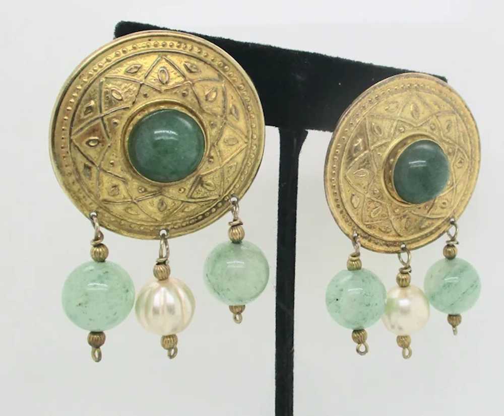 Bellini Silver Gilt Etruscan Style Earrings Vinta… - image 2