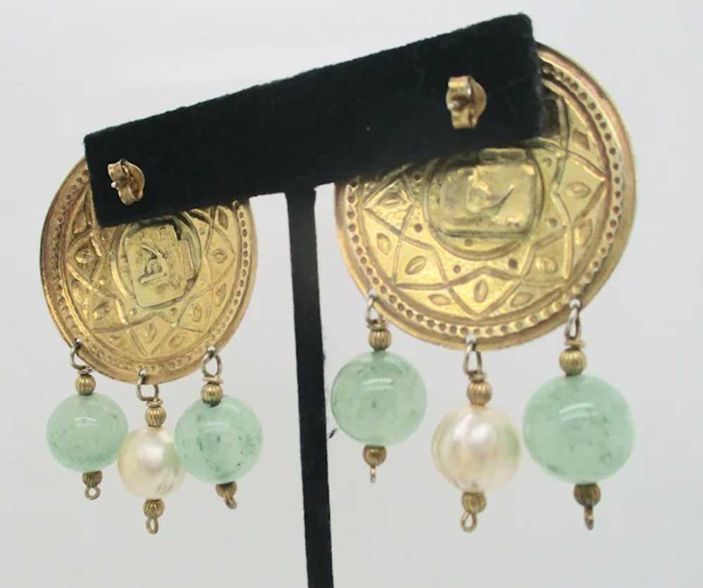 Bellini Silver Gilt Etruscan Style Earrings Vinta… - image 3