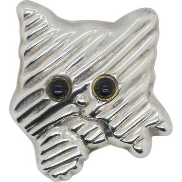 Sterling Silver Modern Kitty Pin circa 1980s'