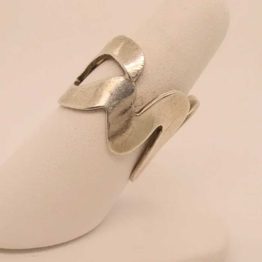 Modern Mexican Sterling Silver 925 Freeform Ring - image 2