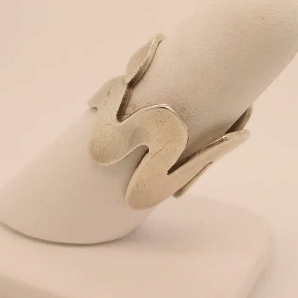 Modern Mexican Sterling Silver 925 Freeform Ring - image 5