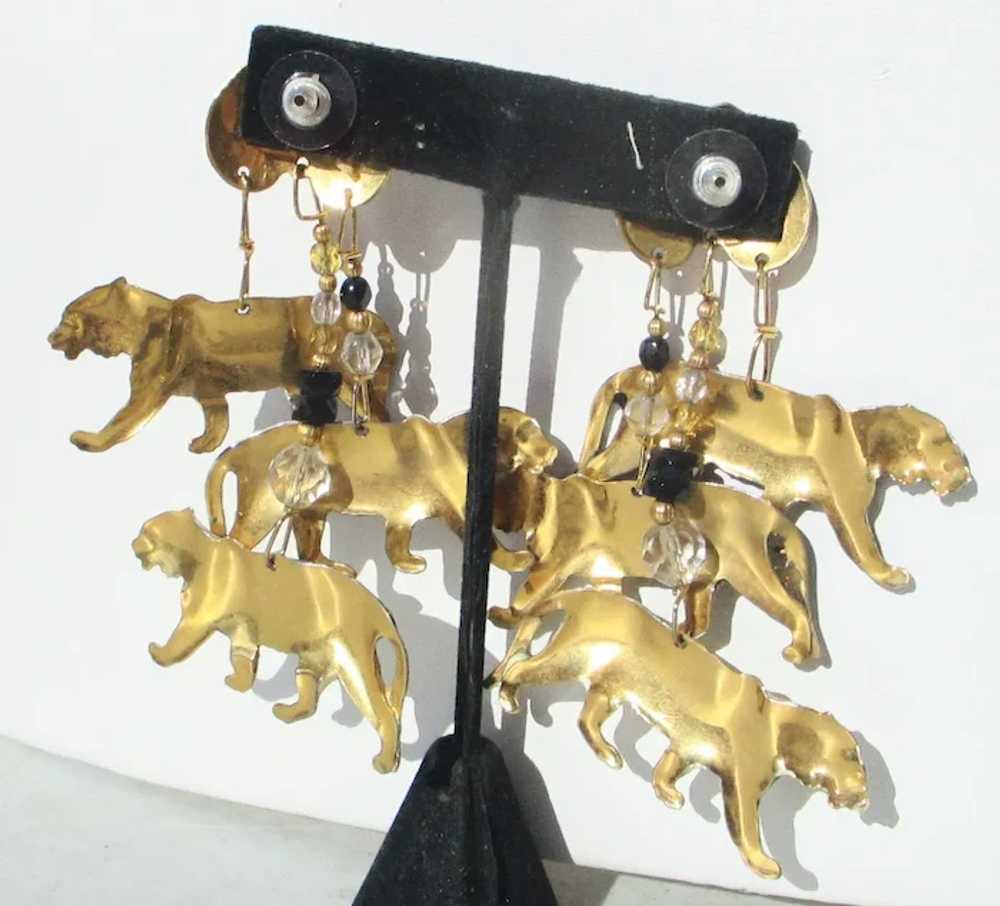 Lunch at the Ritz Pair of Lions Dangle Earrings - image 2