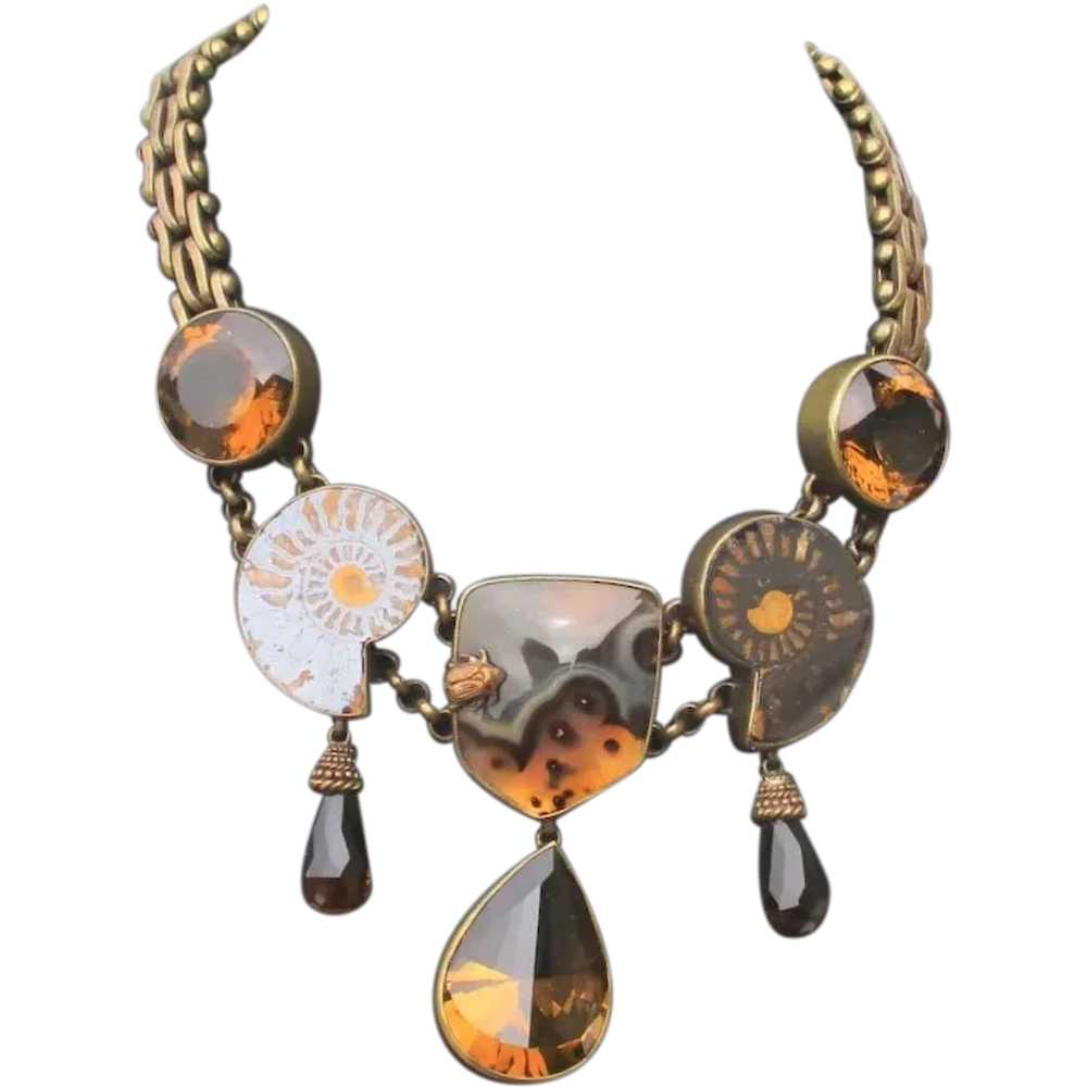 Stephen Dweck Jewelry Bronze Mounted Citrine and … - image 1