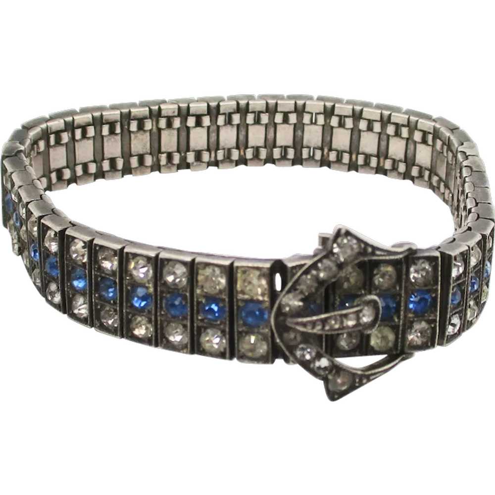 Diamondbar Blue and White Rhinestone Bracelet wit… - image 1