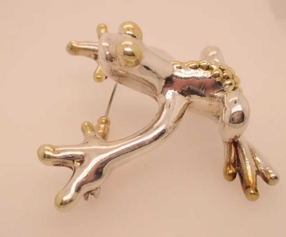 1980s Large Form Sterling  Silver 925 Frog Pin - image 2