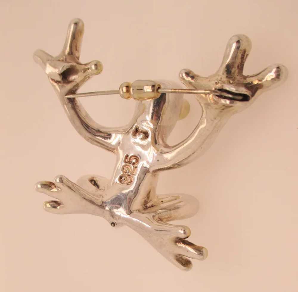 1980s Large Form Sterling  Silver 925 Frog Pin - image 4