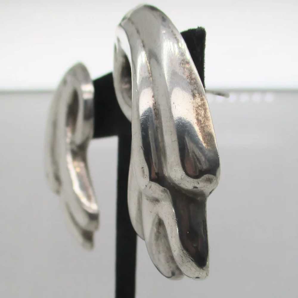 Sterling Mid-Century Earrings on Posts - image 3