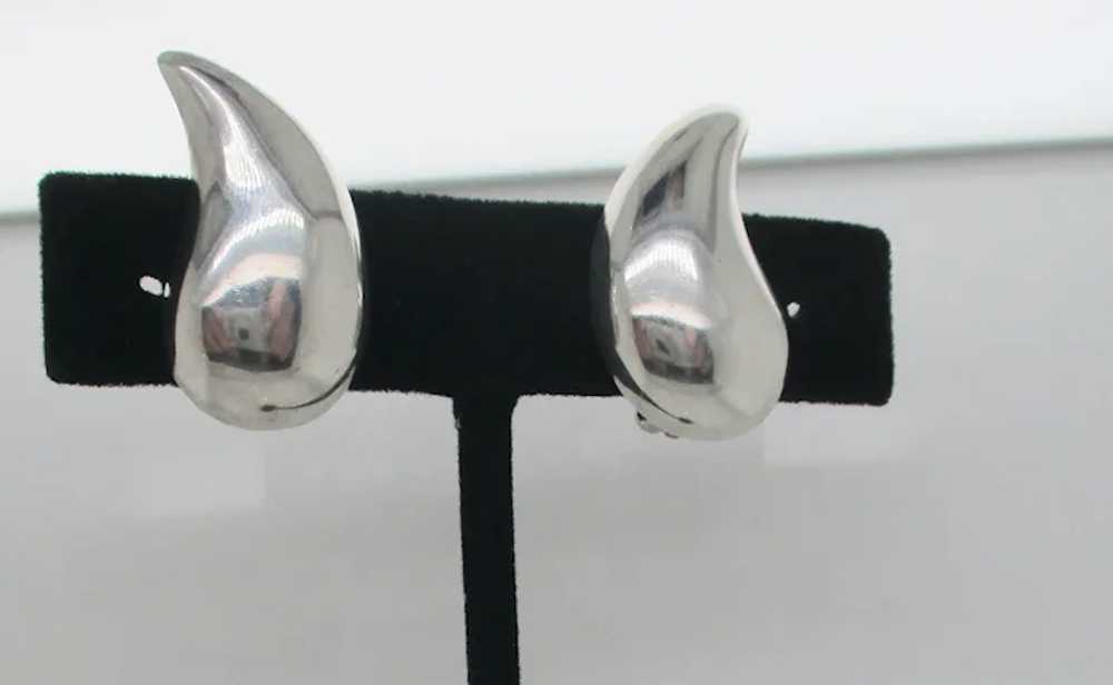 Modern Sterling Silver Clip-on earrings Vintage 1… - image 2