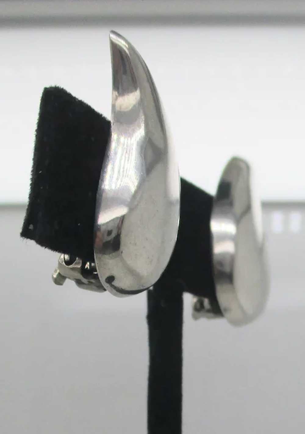 Modern Sterling Silver Clip-on earrings Vintage 1… - image 3