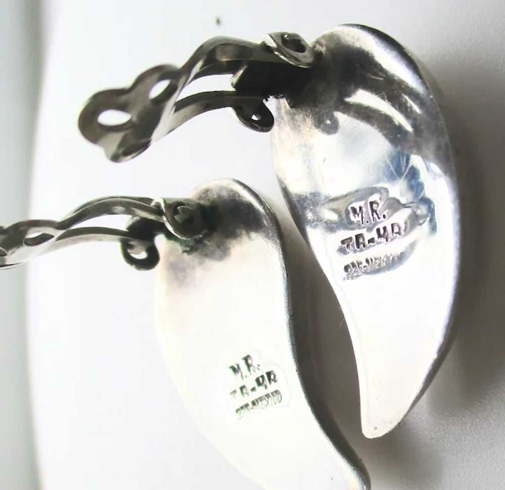 Modern Sterling Silver Clip-on earrings Vintage 1… - image 5