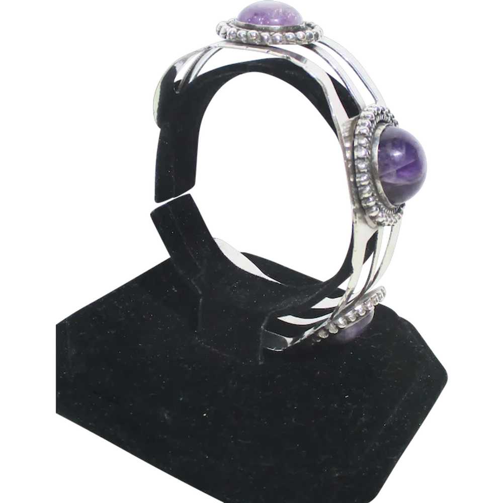 Amethyst and Sterling Silver Cuff Vintage 30's-40… - image 1