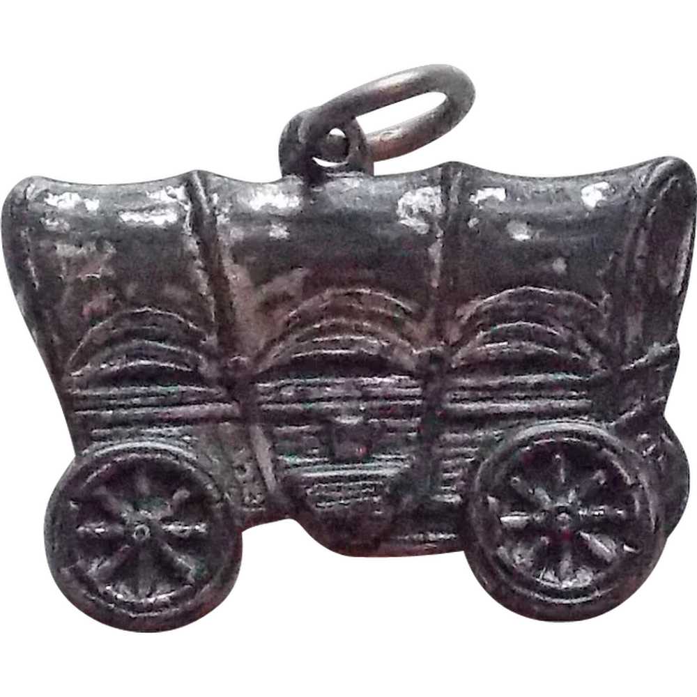 Sterling COVERED WAGON Vintage Estate Charm - image 1