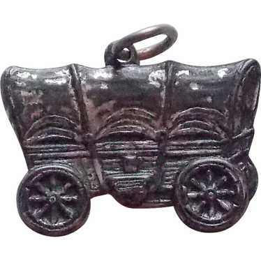 Sterling COVERED WAGON Vintage Estate Charm - image 1