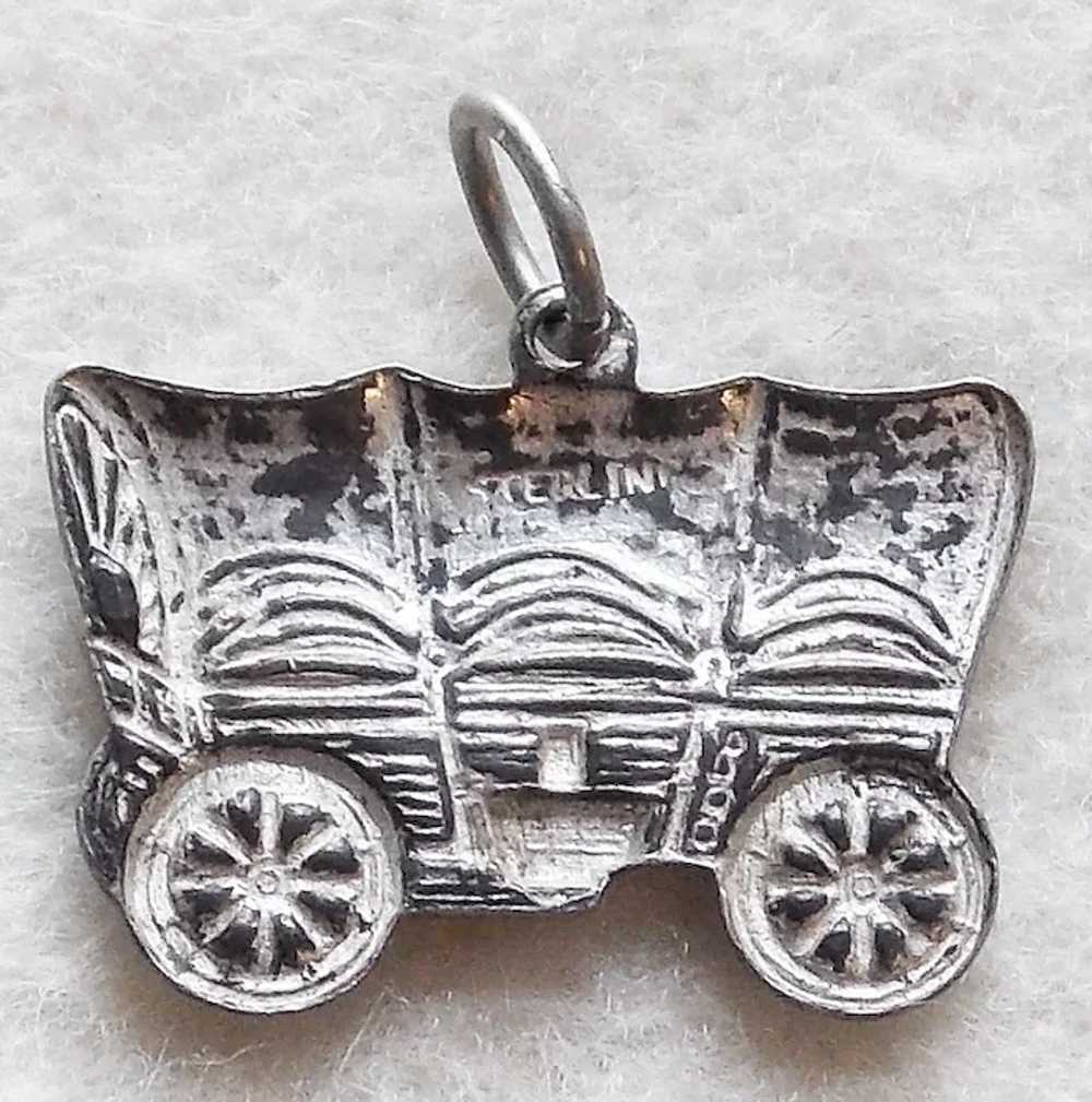 Sterling COVERED WAGON Vintage Estate Charm - image 2