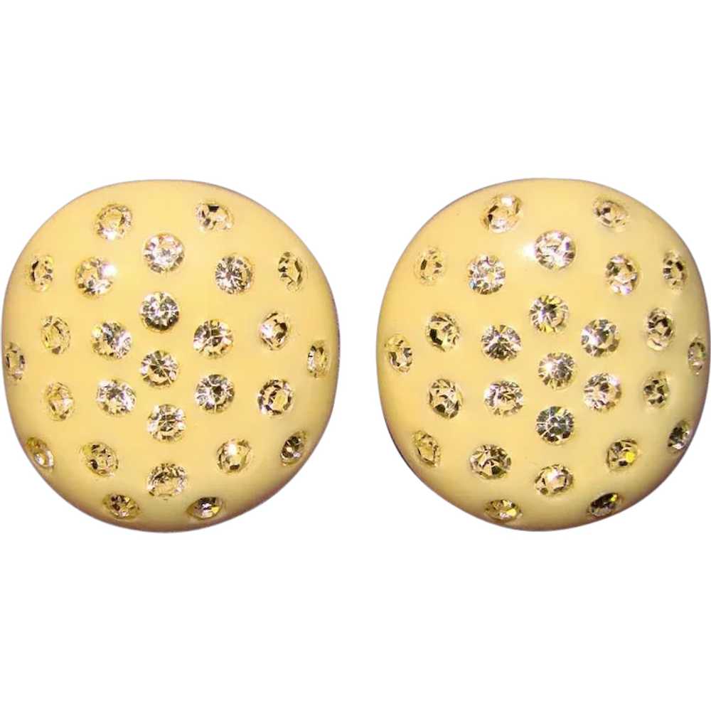 Awesome Celluloid & Rhinestone Vintage Earrings - image 1