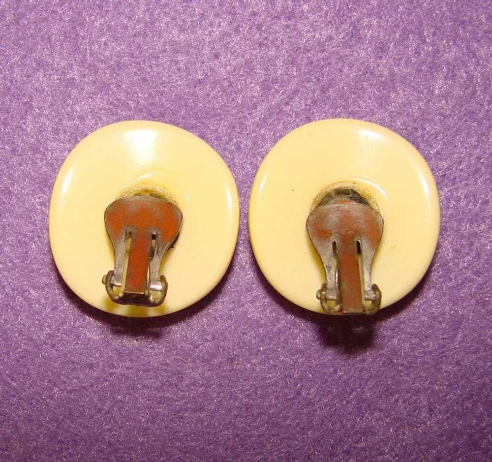 Awesome Celluloid & Rhinestone Vintage Earrings - image 2