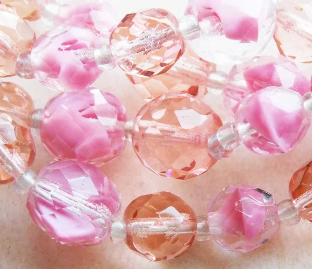 Gorgeous PINK GIVRE GLASS Beads 4 Strand Vintage … - image 2