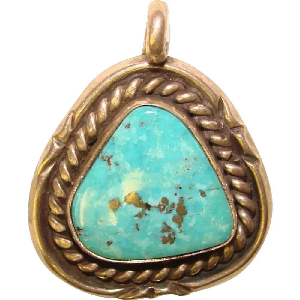 Beautiful STERLING & TURQUOISE with PYRITE Vintag… - image 1