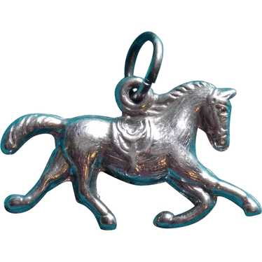 Vintage Sterling PUFFY HORSE Signed JMF Charm - image 1