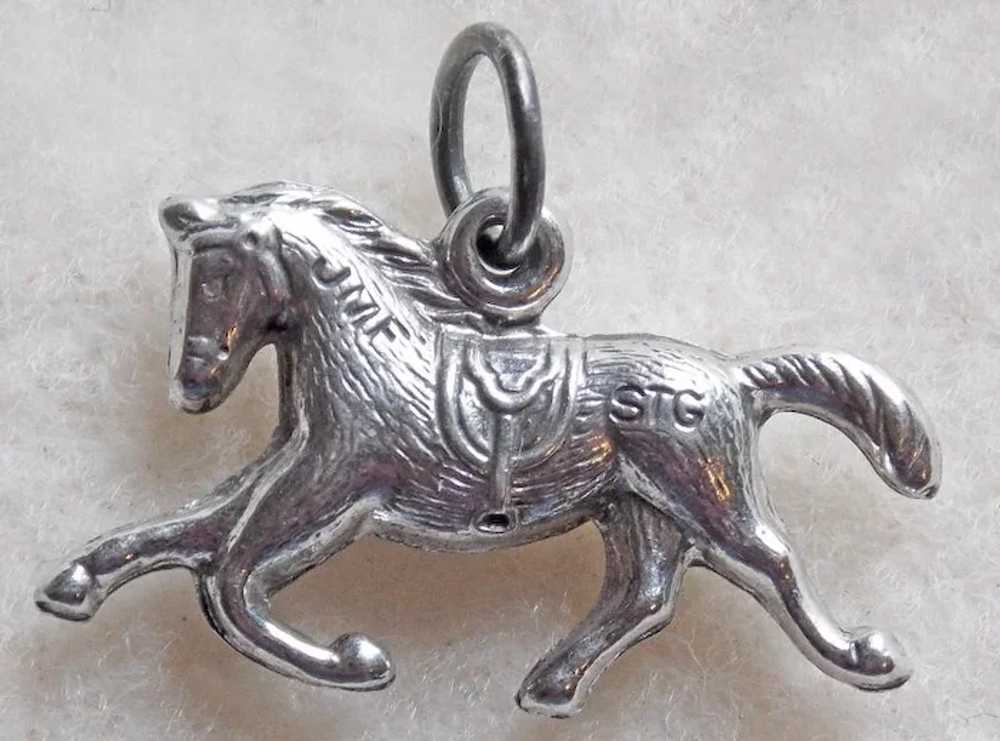 Vintage Sterling PUFFY HORSE Signed JMF Charm - image 2