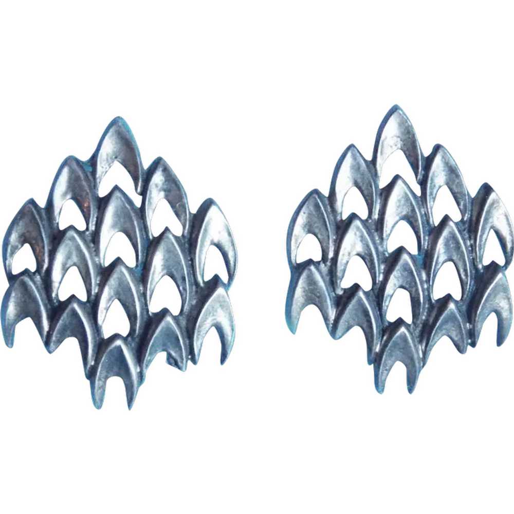 Gorgeous 835 Silver Modernist Vintage Earrings - image 1