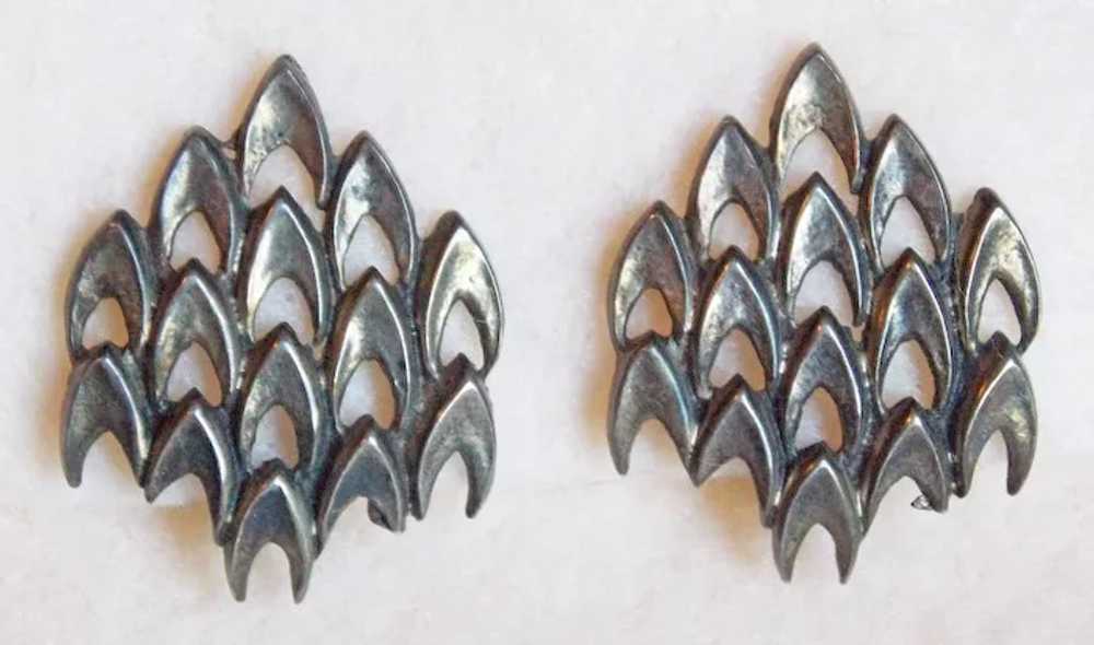 Gorgeous 835 Silver Modernist Vintage Earrings - image 2