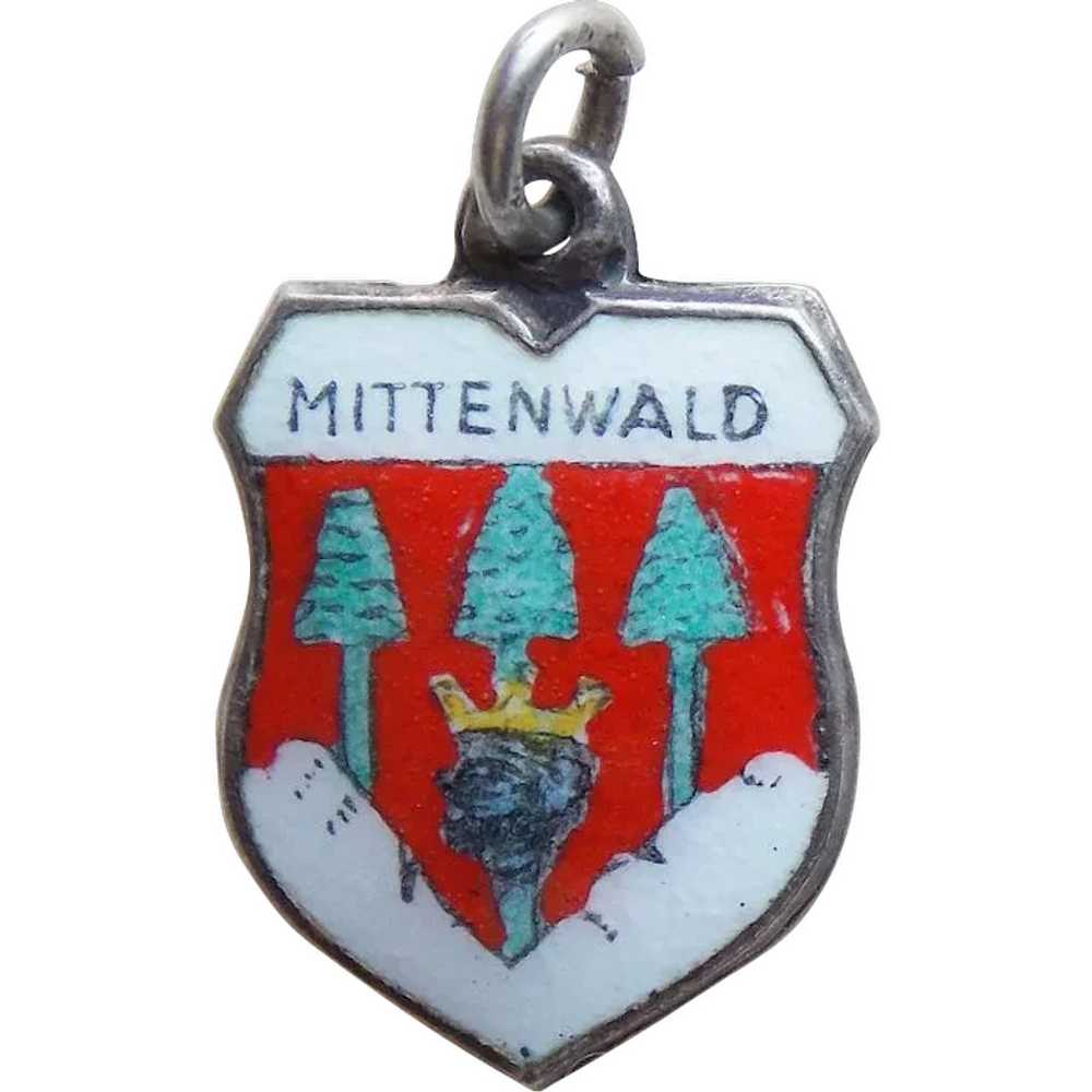 Vintage 800 Silver & Enamel Mittenwald Charm - image 1