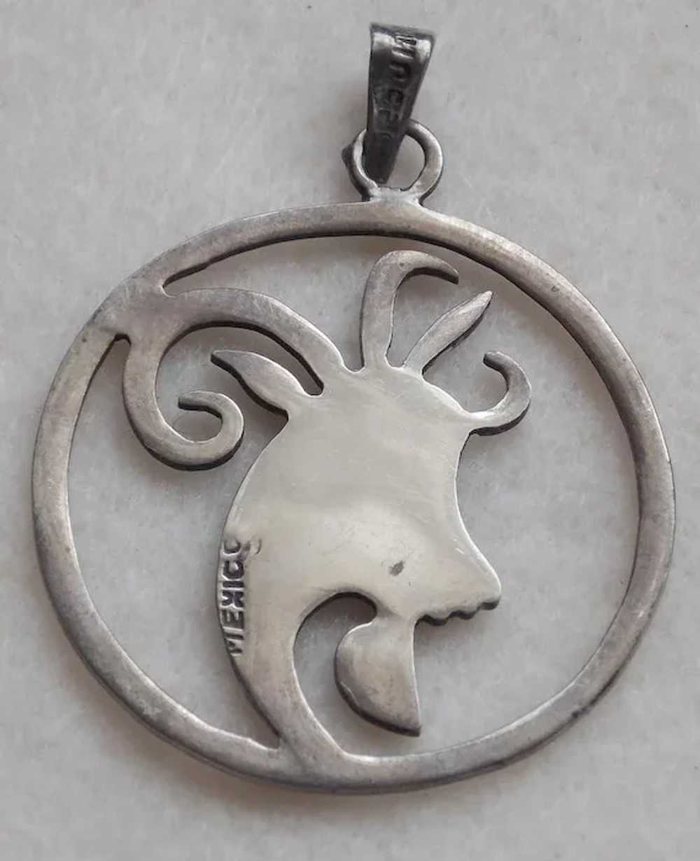 Vintage Sterling Aries Zodiac Pendant - image 2