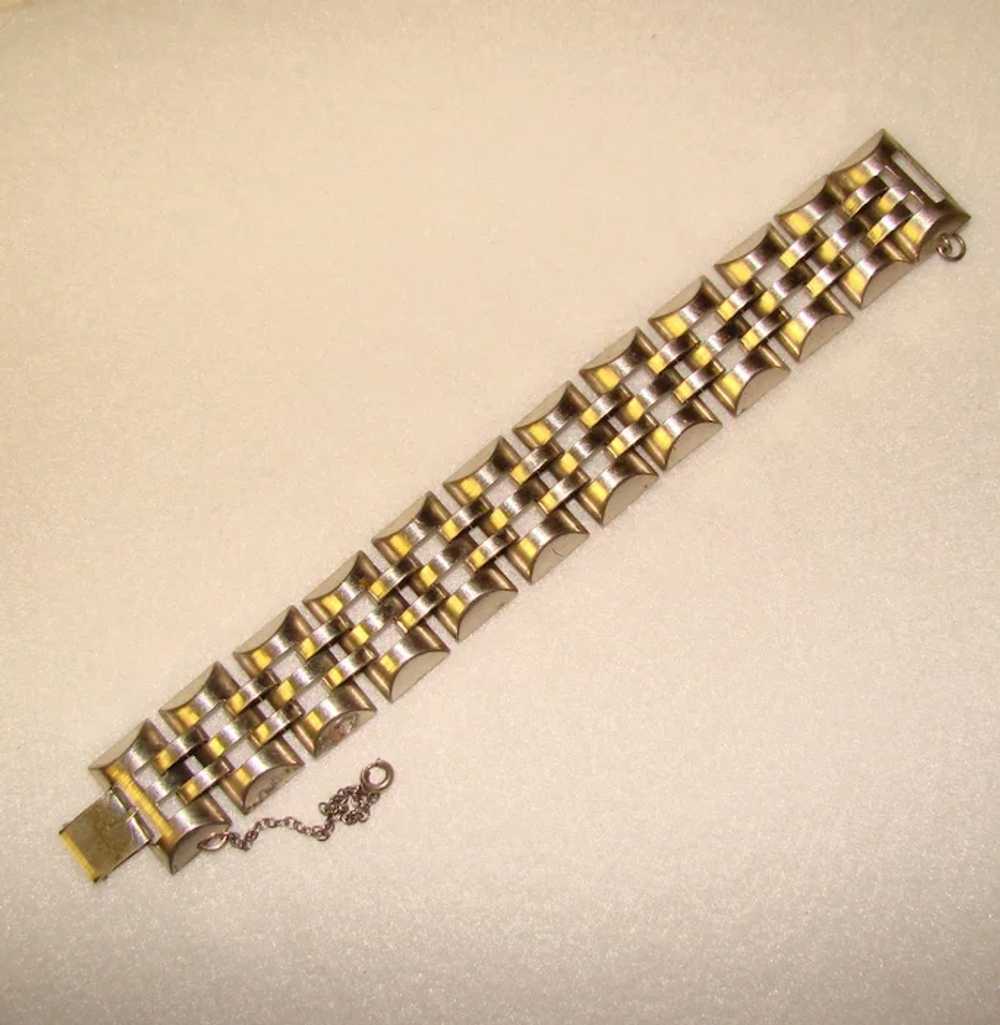 Fabulous 1940's STERLING Silver Large Link Bracel… - image 3