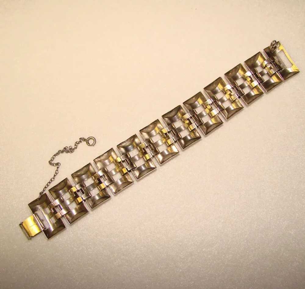 Fabulous 1940's STERLING Silver Large Link Bracel… - image 4