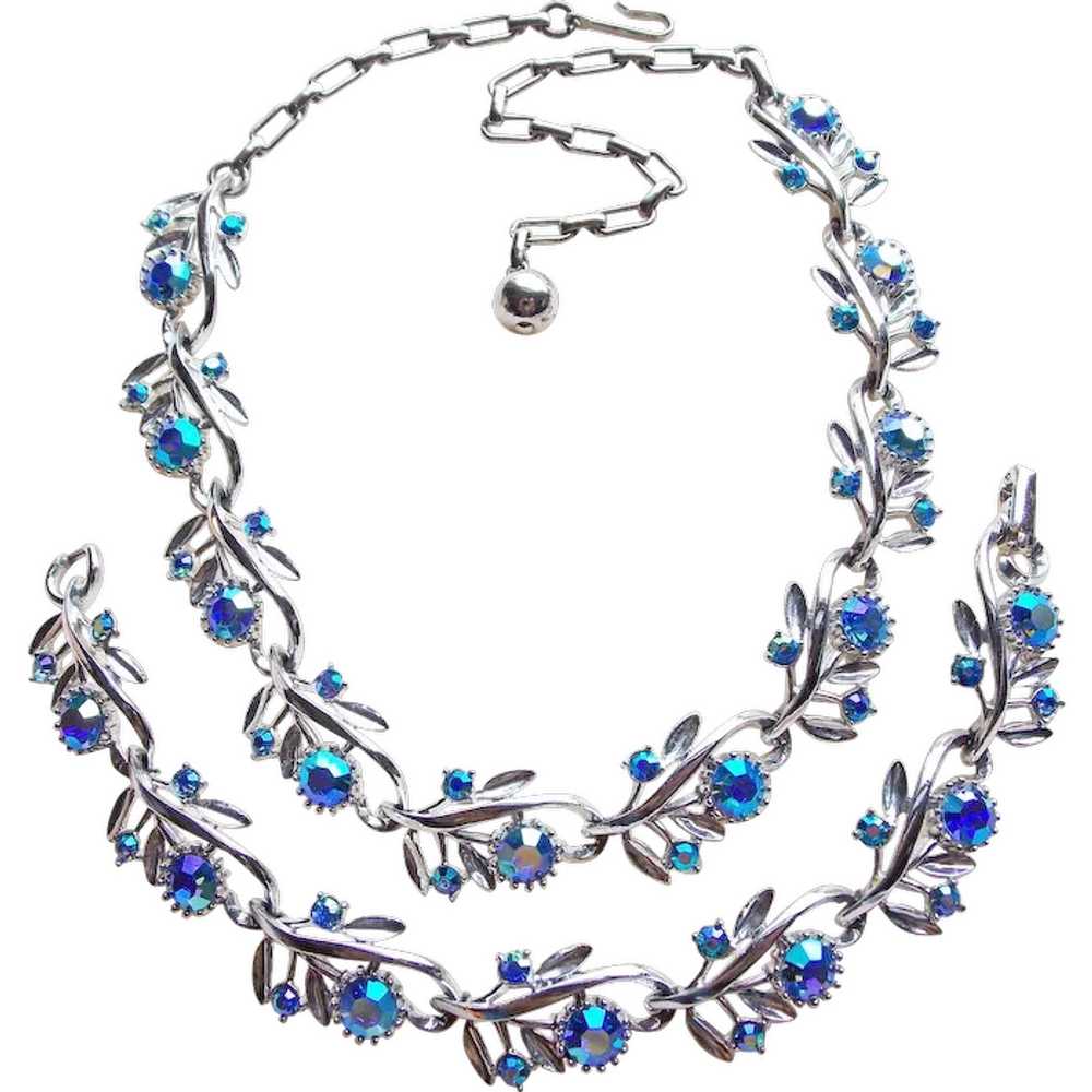 Gorgeous Blue Aurora Rhinestone Vintage Necklace … - image 1