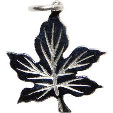 Sterling Enamel Japanese Maple Leaf Vintage Charm… - image 1