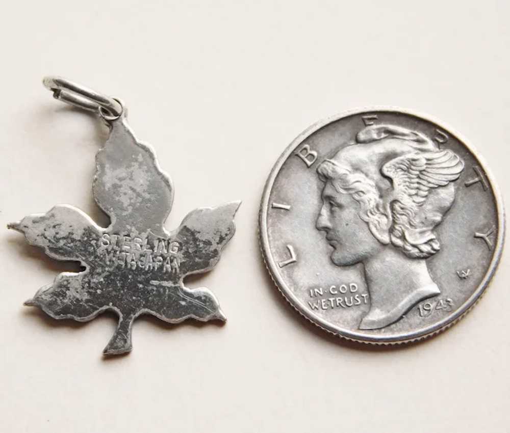 Sterling Enamel Japanese Maple Leaf Vintage Charm… - image 2