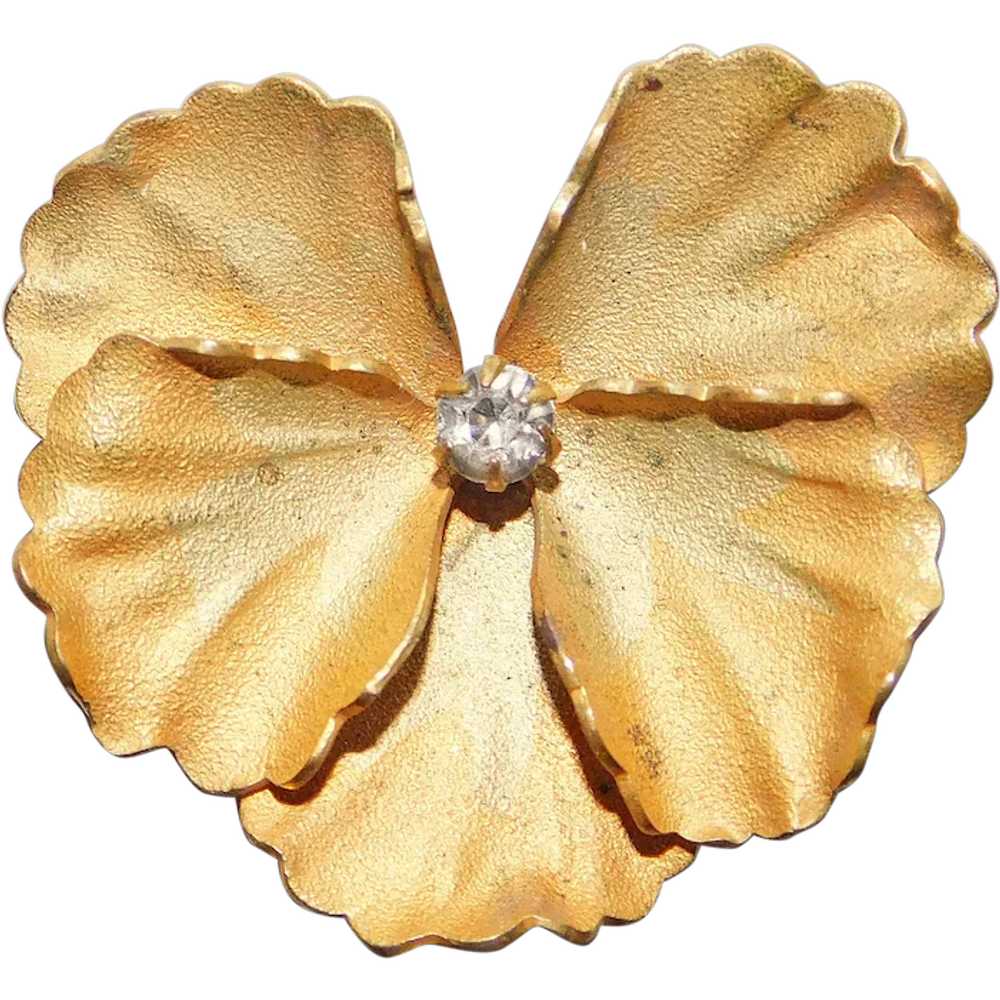 Antique PANSY Flower Brooch - image 1