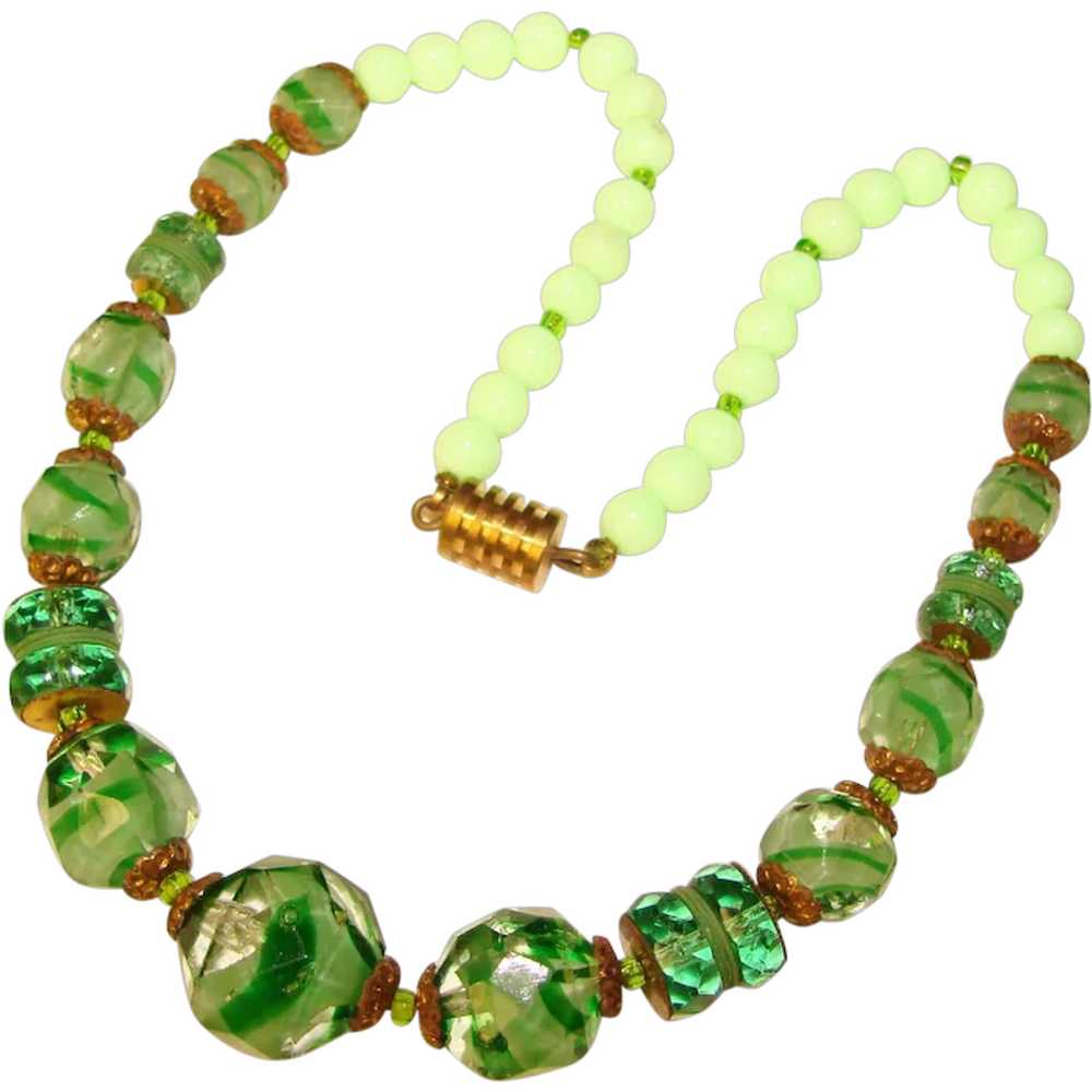Fabulous ART DECO Art Glass Beads Necklace - image 1